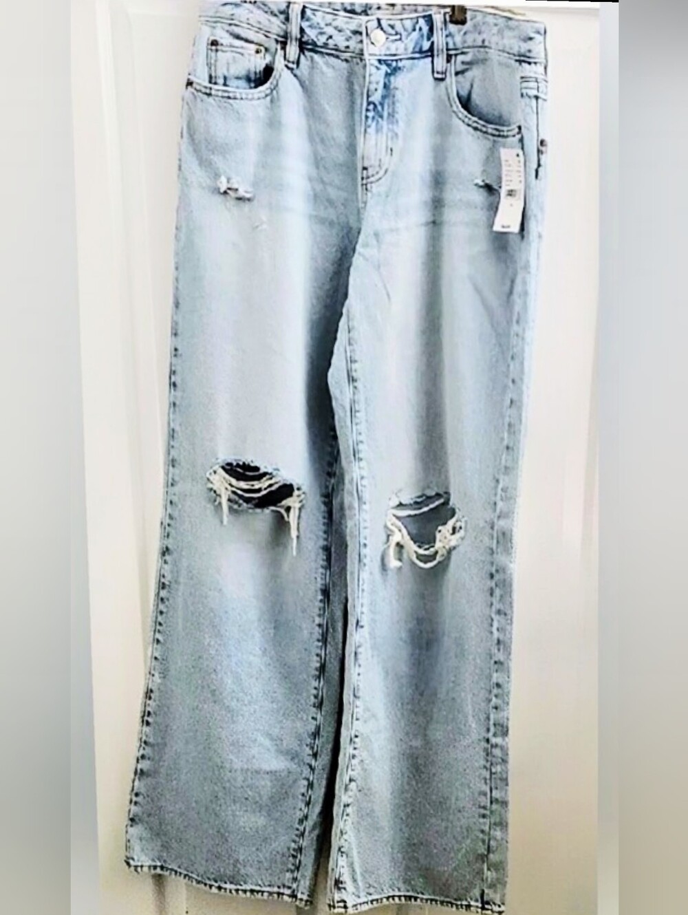 PacSun Light Blue Ripped Wide-Leg Jeans Size 26
